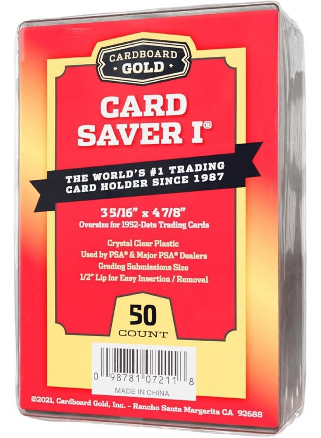 Cardboard Gold Card Saver 1 - 50 Count - Semi Rigid Card Holder, Trading Card Protectors - PSA-Approved Cardsaver for Baseball, Trading, Sports Cards - Card Sleeves, Binder, & Storage Box Compatible - Image 1